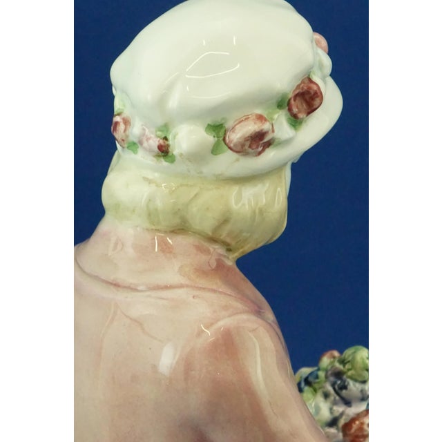 20th Century Art Nouveau Ceramic Seated Girl with a Bouquet of Flowers by Muller for Goldscheider, Austria, Early 1900s For Sale - Image 17 of 18