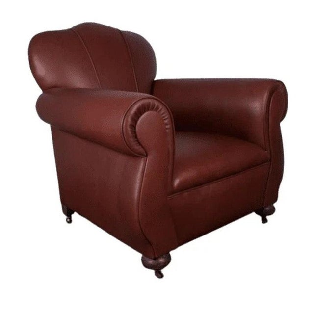 Art Deco British Tan Leather Club Armchair, 1930 For Sale - Image 3 of 5