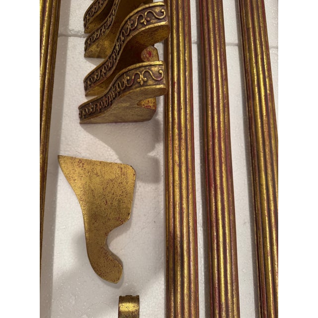 Gold Set of Vintage TMS Gilded Gold Fleur-De-Lis Drapery Rods, Finials, Rings and Brackets For Sale - Image 8 of 12