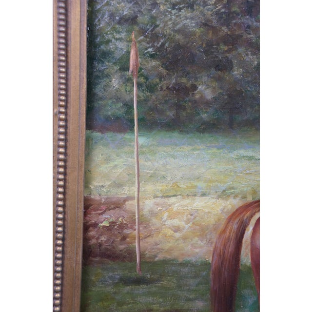 Late 20th Century Late 20th Century Chestnut Horse Equestrian Jockey Oil Painting After Allen Culpepper Sealy 44" For Sale - Image 5 of 13