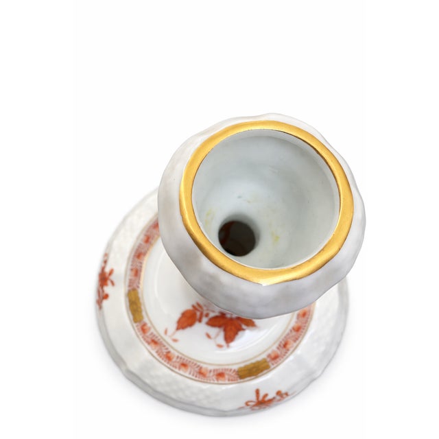 Vintage Apponyi Orange Porcelain Candlestick and Bell Set from Herend, 1970s, Set of 2 For Sale - Image 4 of 7