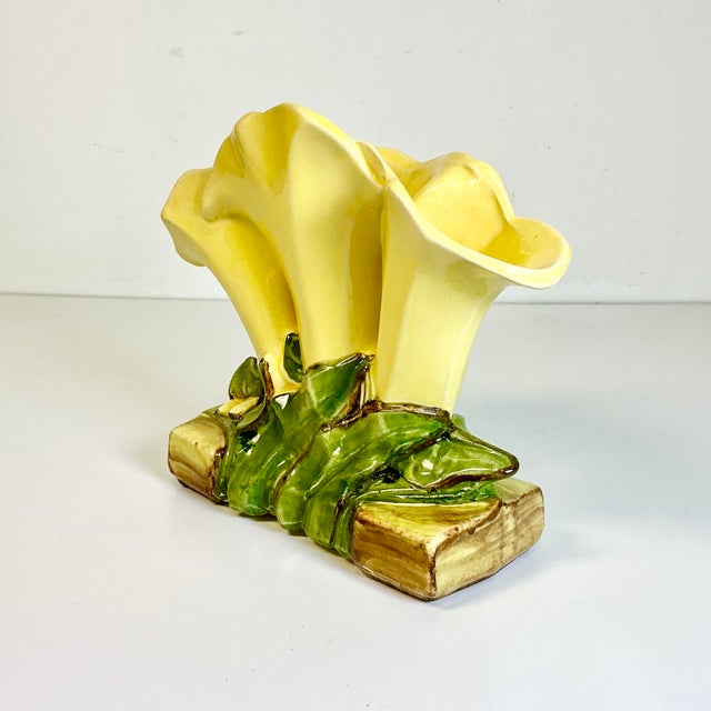 1930s Vintage Art Deco Americana Boho Chic McCoy Pottery Lily Vase - 3 Wells. For Sale - Image 13 of 16