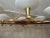 Wood Vintage Brass and Opaline Chandelier For Sale - Image 7 of 11