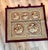 An intricately embellished vintage Burmese Kalaga-style tapestry featuring five circular medallions with elaborately...