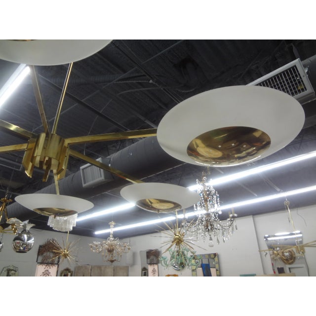 1980s Italian Brass and Glass Chandelier Attributed to Stilnovo For Sale - Image 11 of 12