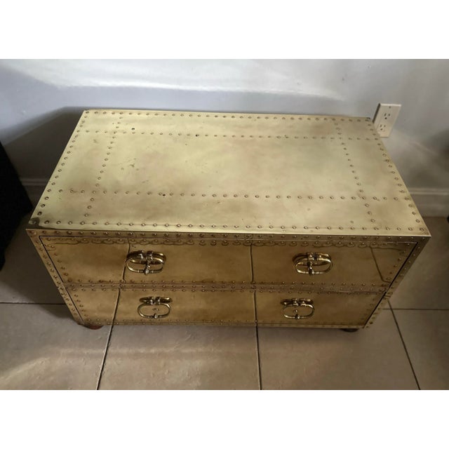Brass Sarreid Ltd. Campaign Style Brass Clad Coffee Table From Spain. For Sale - Image 8 of 10