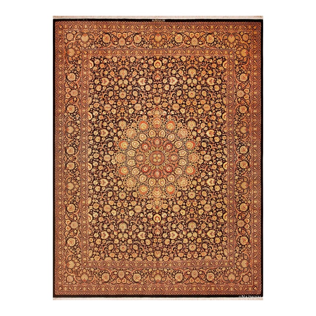 Nazmiyal Collection 1950s Fine Traditional Vintage Persian Silk Qum Luxury Rug For Sale