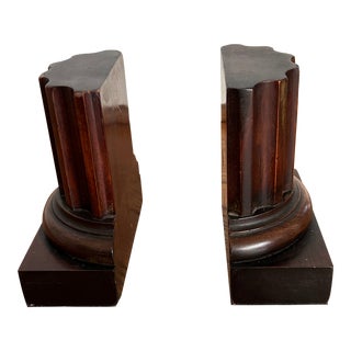 Pair of 1990s Architectural Wood Column Bookends For Sale