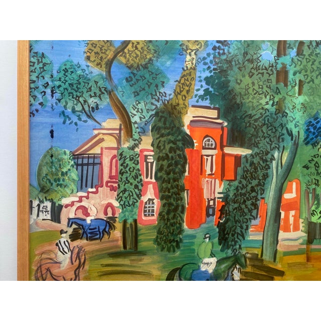 Raoul Dufy Vintage 1964 Mourlot Fine Art Lithograph Print Framed Large Paris Travel Poster " Le Paddock a Deauville " 1930 For Sale In Kansas City - Image 6 of 12