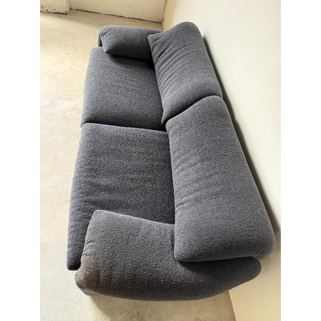 Vico Magistretti Maralunga Two-Seater Black Bouclé Loveseat Sofa for Cassina, Italy For Sale - Image 18 of 18