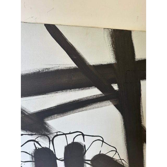 1970s Black and White Abstract Painting on Canvas For Sale In Atlanta - Image 6 of 10