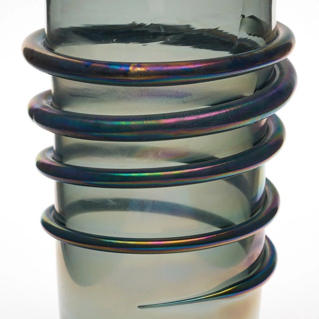 Murano Glass Iridescent ‘Linee’ Vase For Sale In Austin - Image 6 of 6