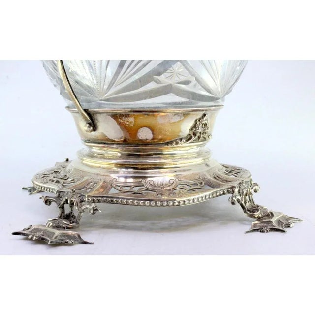 Silver and Cut Glass Vase with Raised Floral Motifs and Cut-Out Base For Sale - Image 3 of 9