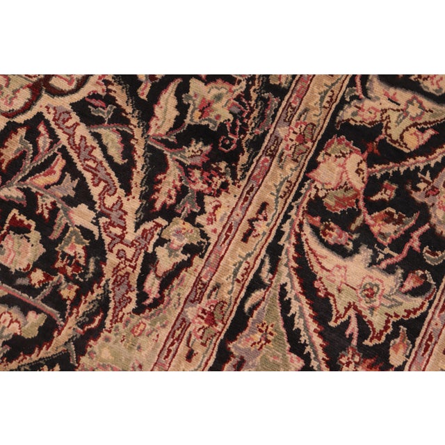 1990s Art Nouveau Floral 1990's Pak-Persian Black/Green Wool Rug - 6'2'' X 9'0'' For Sale - Image 5 of 9