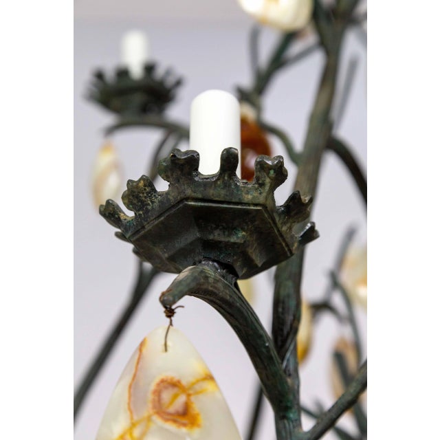 Metal Late 20th Century Giant Forest Green Branch Chandelier With Onyx Crystals by Luciano Tempo For Sale - Image 7 of 12