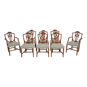 Set of 8 Ej Victor Satinwood Finish Shield Dining Room Chairs