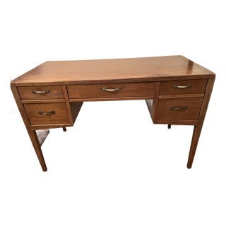 Vintage 1950s Sligh Cross Country Oak Desk – Grand Rapids Chair Co. Mid-Century Modern For Sale