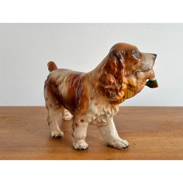 English Vintage Porcelain Figurine Spaniel Hunting Dog With Pheasant For Sale - Image 3 of 8