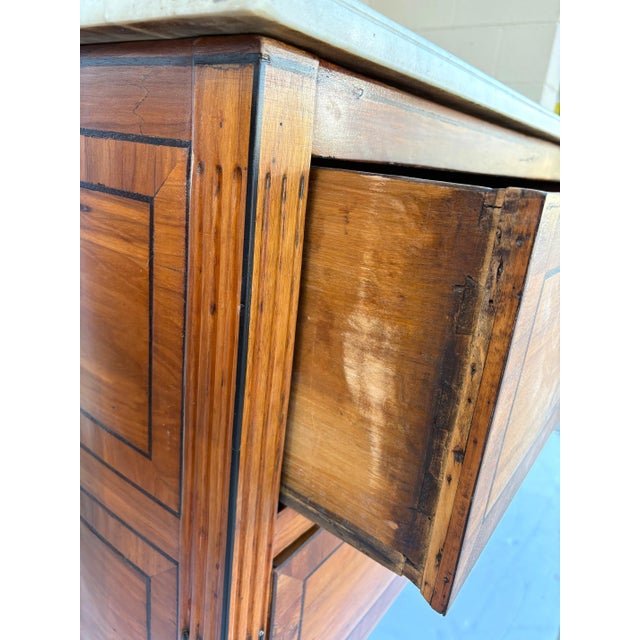 Brown Louis XVI Style Marble Top Commodes, Set of 2 For Sale - Image 8 of 8