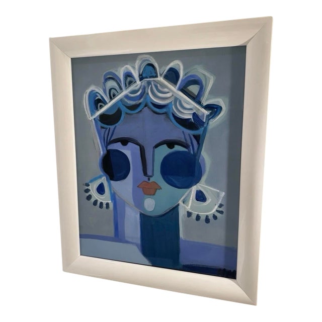 Original Painting Hayley Mitchell "Tikva" Framed Female Portrait Modern Abstract For Sale