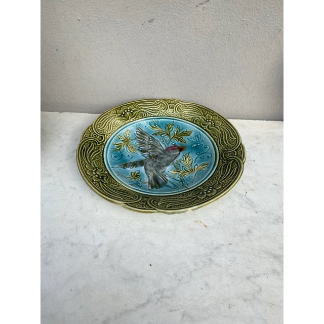 19th Century Majolica Bird & Bee Plate Wasmuel For Sale - Image 4 of 5