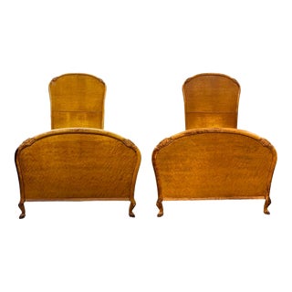 1900s Antique Birds Eye Maple Single or Twin Beds - a Pair For Sale