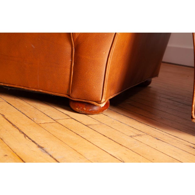 Wood Pair of Art Deco Moustache Leather Club Chairs For Sale - Image 7 of 8