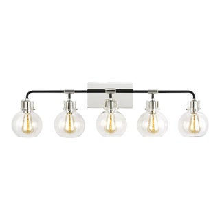 Sean Lavin by Visual Comfort Studio Clara 5-Light Vanity, Polished Nickel/Textured Black For Sale