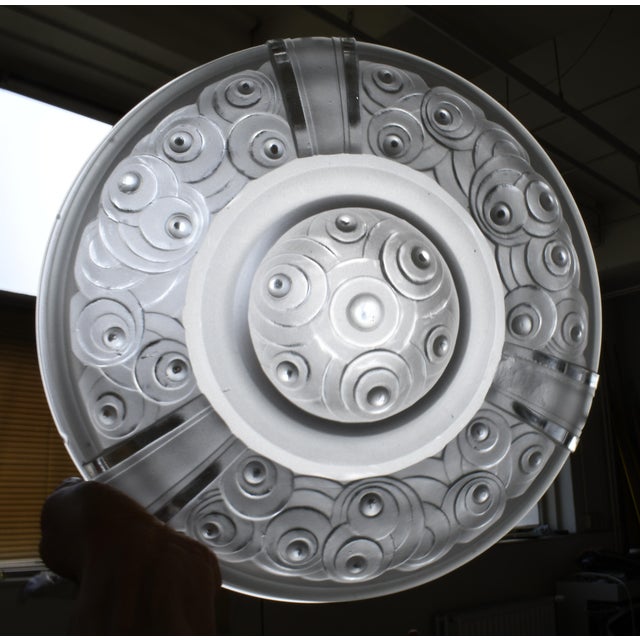 Silver A French Art Deco Pendant Light by Marius Sabino 1930 France For Sale - Image 8 of 12