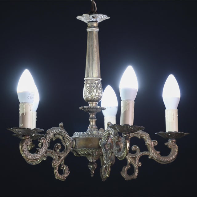 Vintage Brass Chandelier, 1960s For Sale - Image 6 of 14