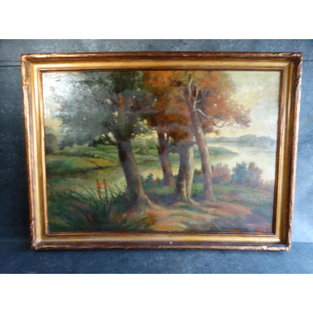 A lovely Midwestern landscape by the Illinois regionalist J Albert Heppes. Measures 40" x 28", and the frame is 45 1/2" x...