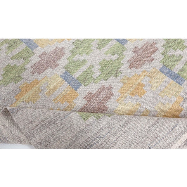 Mid-Century Modern Doris Leslie Blau Vintage Swedish Flat Woven Rug by Judith Johansson For Sale - Image 3 of 10