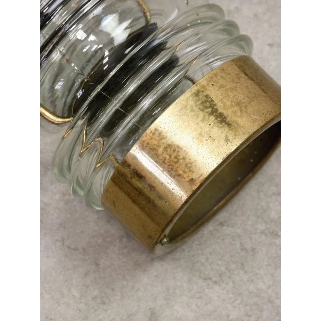 Vintage Italian Brass and Glass Lantern Pendant Lamp, 1960s For Sale - Image 17 of 18