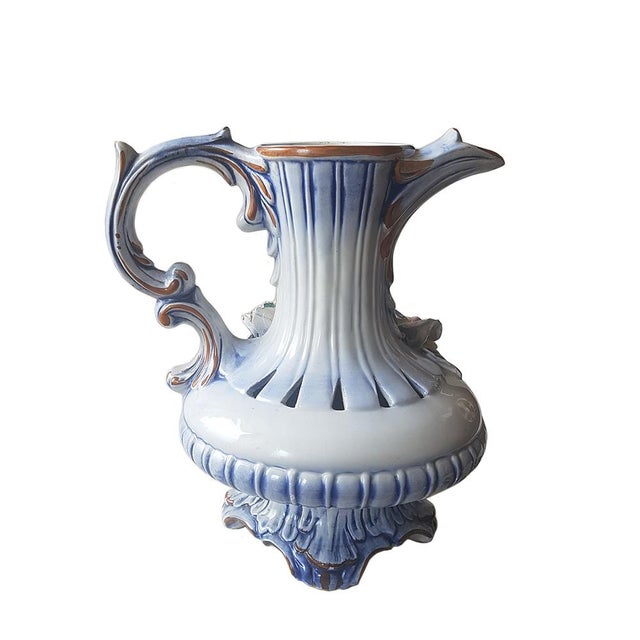 Italian Baroque Style Sculpted Majolica Capodimonte Pitcher For Sale - Image 9 of 10