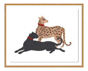 Dolly & Jean by Willa Heart in Gold Framed Paper, XS Art Print