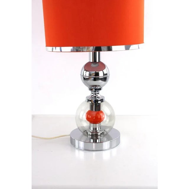 Chrome and Glass Table Lamp, 1970s For Sale - Image 4 of 13