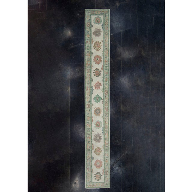 Green Turkish Oushak Runner Rug 2'11" x 20'8" #17512 For Sale - Image 8 of 8