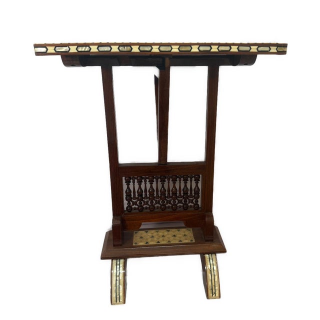 Handmade Arabic Folding Chess Table – Solid Wood & Mother of Pearl Inlay For Sale - Image 6 of 11