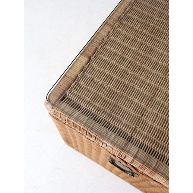 Vintage Rattan Trunk With Glass For Sale - Image 12 of 12