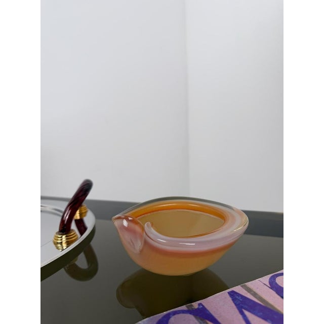 Glass Peach-Orange Sommerso Murano Glass Shell Bowl or Ashtray by Flavio Poli for Seguso, Italy, 1970s For Sale - Image 7 of 18