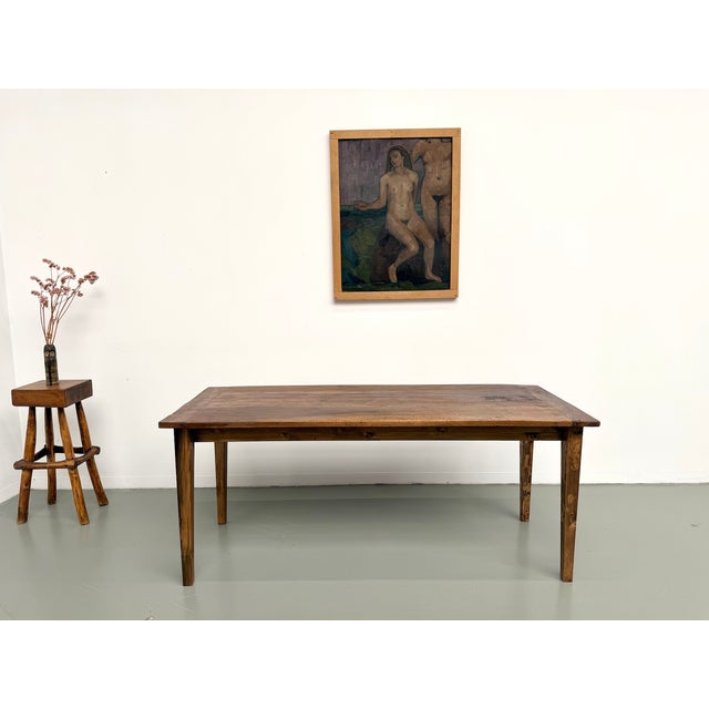 Farmhouse Table in Walnut with Tapered Legs, 1950s For Sale - Image 16 of 18