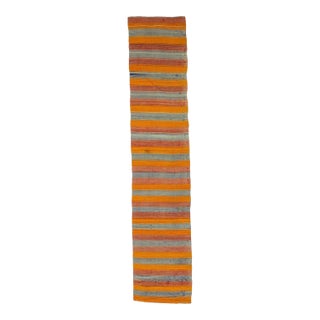 Orange & Blue Striped Kilim Runner For Sale