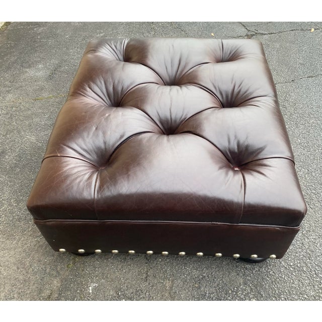 Ralph Lauren Home Ralph Lauren Leather Writer’s Ottoman For Sale - Image 4 of 5