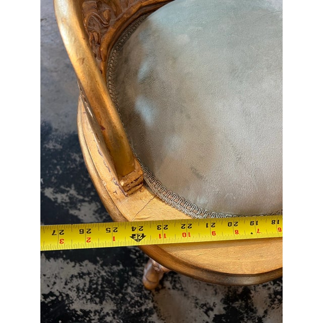 1970s Regal Gold Wooden Bench With Velvet Seating For Sale - Image 11 of 12