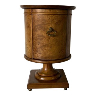 Hollywood Regency Burl Wood Round Shape End Table / Nightstand For Sale