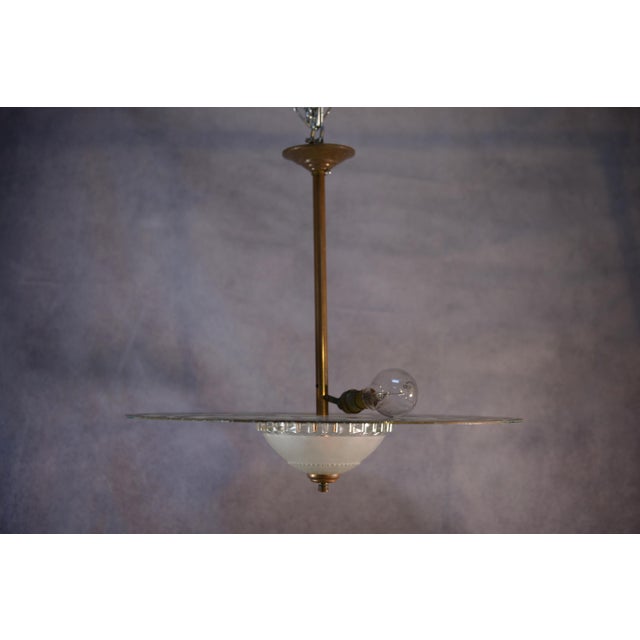 Art Deco Pendant Light in Frosted and Mirrored Glass, 1940s For Sale - Image 4 of 10
