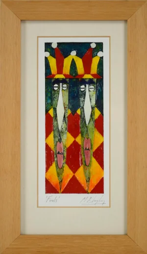 Late 20th Century "Fools" Carved Paper Relief Painting by Martin Ingley, Framed