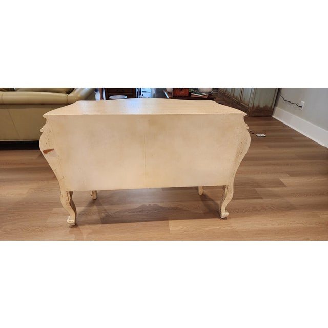 Late 20th Century Grand French Provincial Cream Bombé Commodes, Pair For Sale - Image 4 of 16
