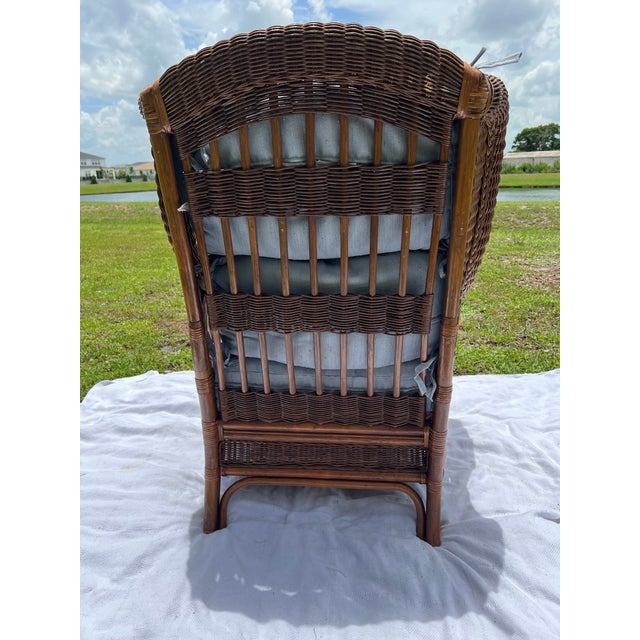 Chestnut Vintage Mid-Century Bielecky Brothers, Rattan, and Wicker Wingback Lounge Chair For Sale - Image 8 of 15