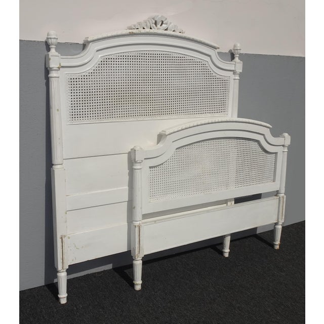 Vintage French Country White Shabby Chic Bed Frame XL Twin Headboard